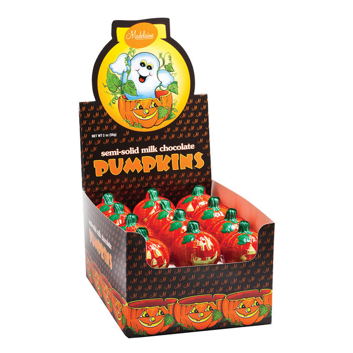Madelaine Milk Chocolate Foiled Semi Solid Pumpkin Candy - 24 Count
