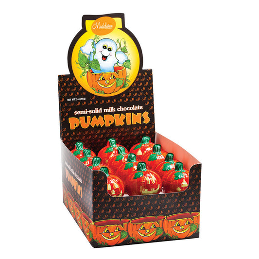 Madelaine Milk Chocolate Foiled Semi Solid Pumpkin Candy - 24 Count