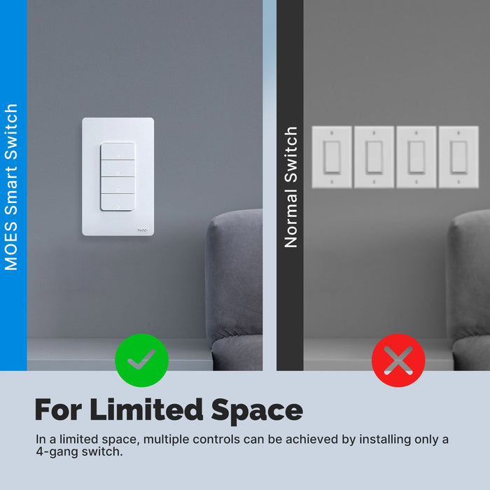Matter WiFi Smart Light Button Switch App Control Neutral Wire Required US Standard