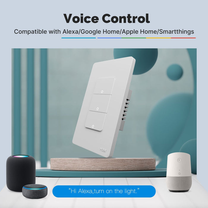 Matter WiFi Smart Light Button Switch App Control Neutral Wire Required US Standard