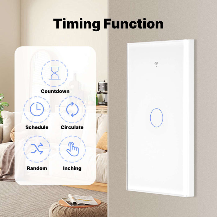 Matter WiFi Smart Light Switch Glass Panel Neutral Wire Required US Standard
