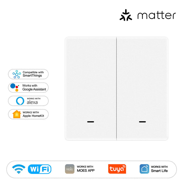 Matter WiFi Smart Push Button Light Switch App Control Neutral Wire Required EU Version