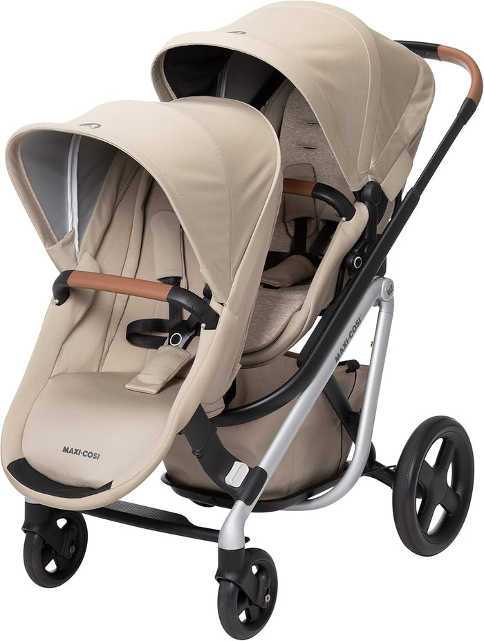 MaxiCosi Lila Modular Stroller Duo Seat Kit With Car Seat And Stroller Adapters Nomad Sand