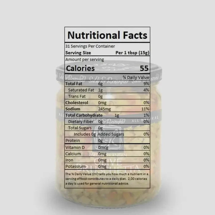 Medit. Olive Bruschetta Nutrition Info