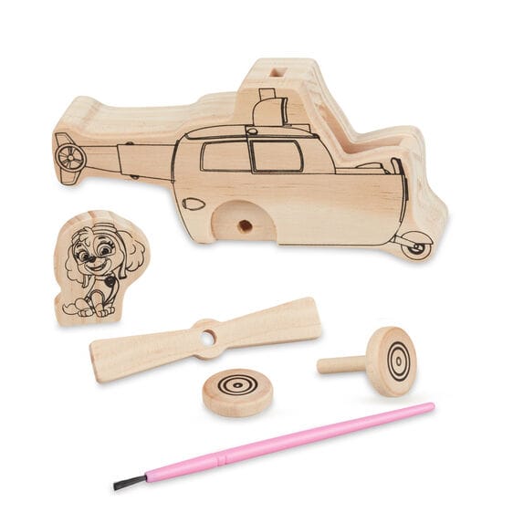 MELISSA & DOUG Paw Patrol Wooden Craft Kit Vehicles: Chase and his police car, Marshall and his fire engine, and Skye and her helicopter with paint and shiny foil stickers - 33266 ebuystt