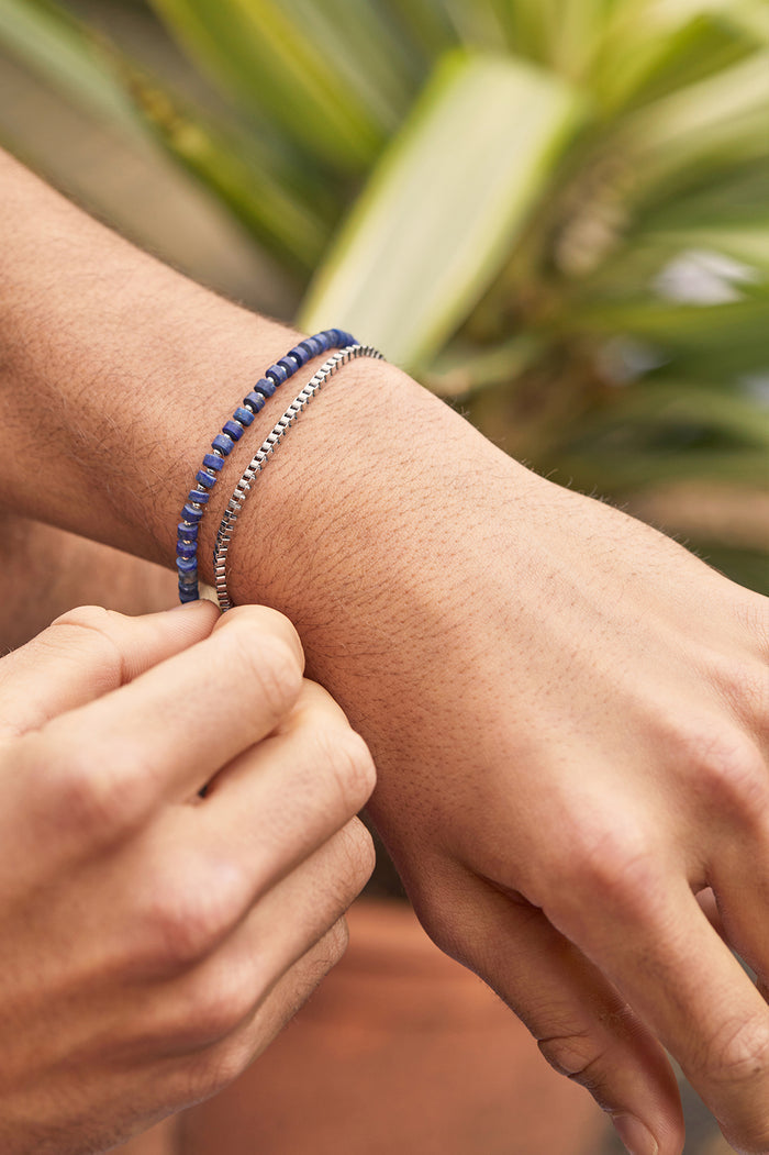 Men's Gemstone Rondelle Bracelet