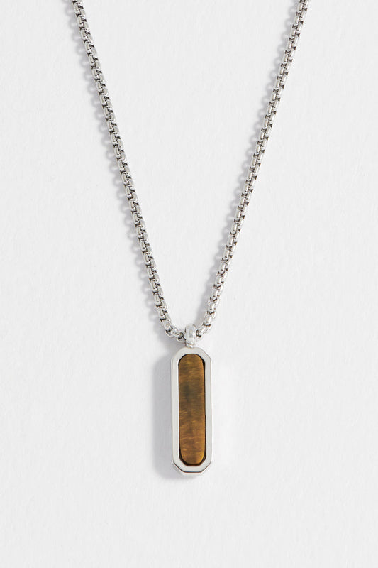Men's Gemstone Tag Pendant Necklace