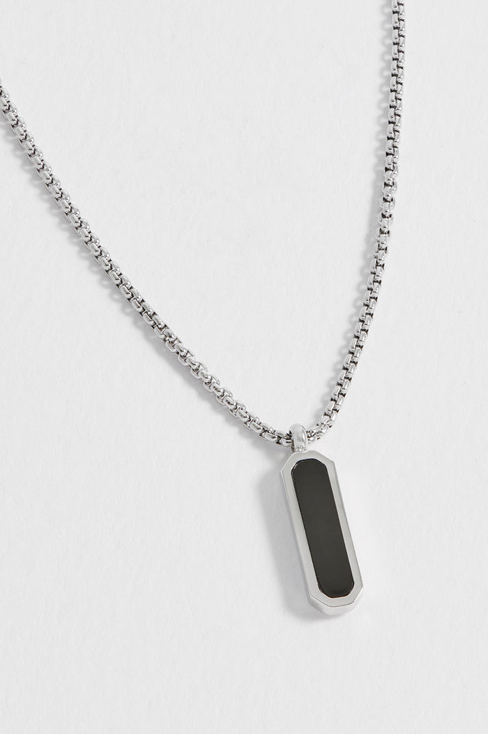 Men's Gemstone Tag Pendant Necklace