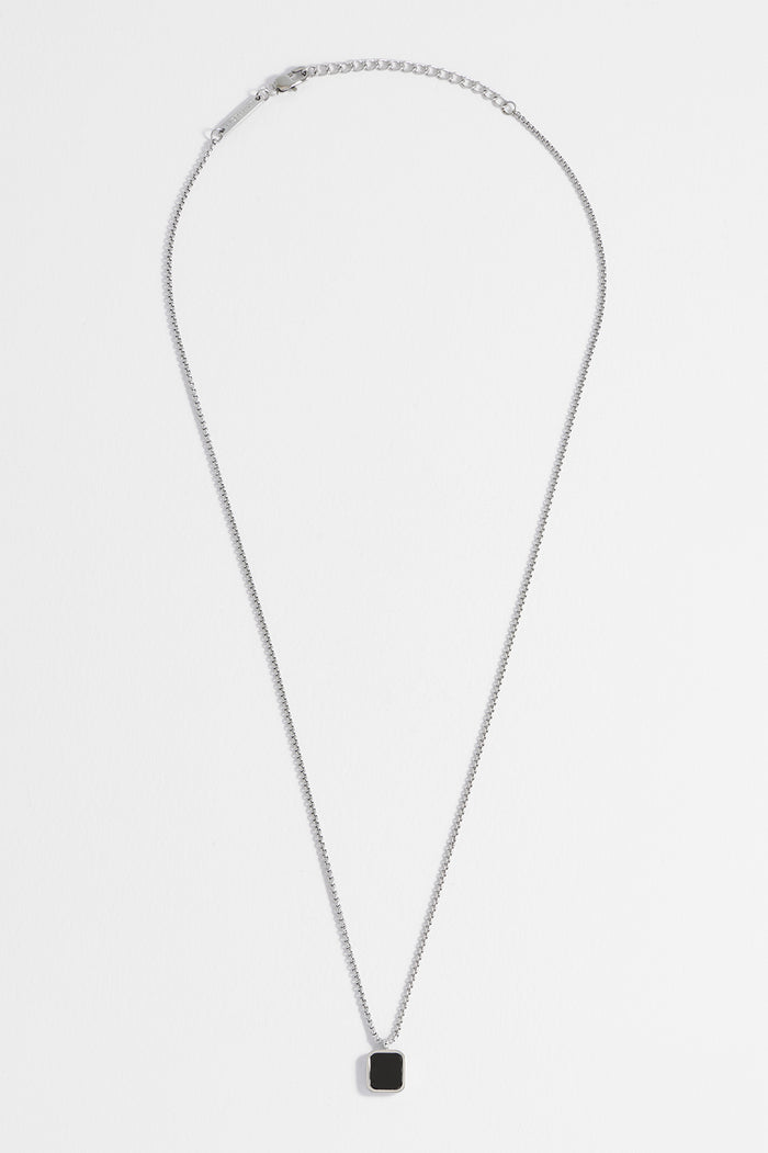 Men's Square Gemstone Pendant Necklace