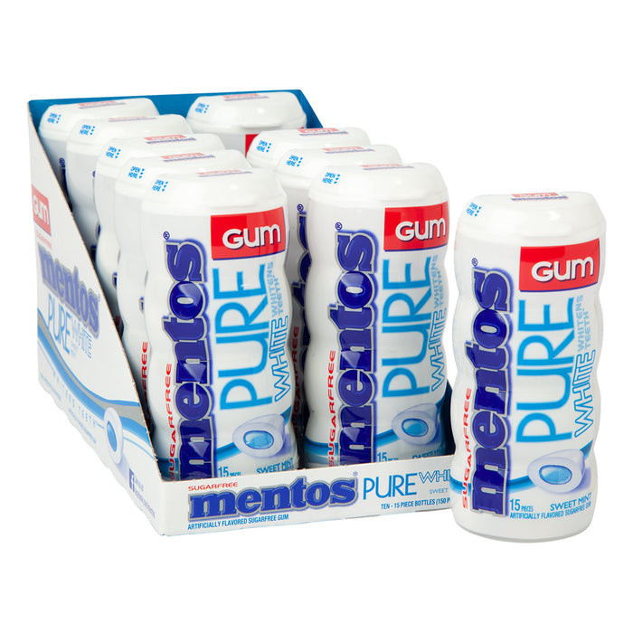 Mentos Sugar Free Pure White Sweet Mint Gum 1.06oz - 10ct