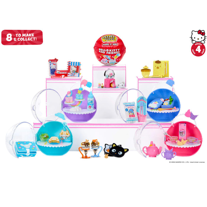 Collection of eight playsets with a Hello Kitty theme on a white background.