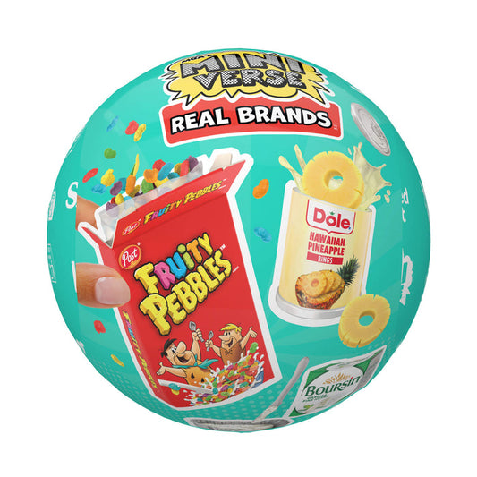Round container with Fruity Pebbles and Dole Pineapple branding on a white background