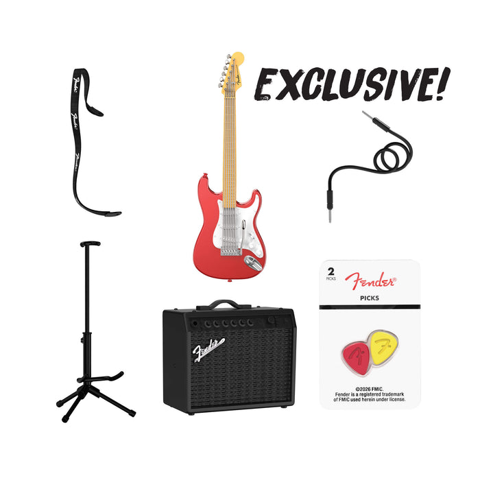 Exclusive "Fender" guitar with accessories on white back ground