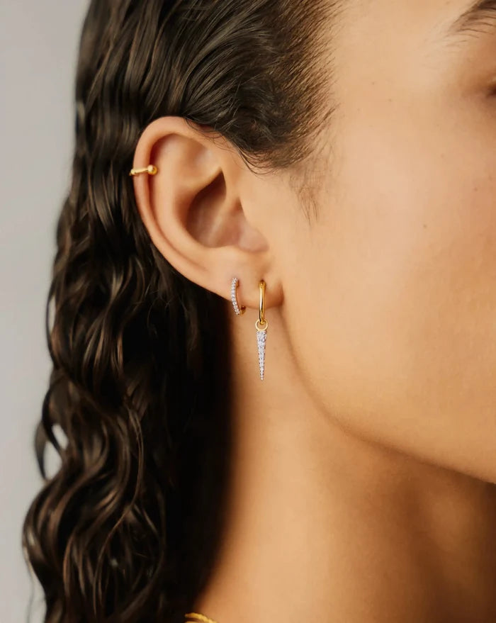 Mini Pave Spike Charm Hoop Earrings | 18k Gold Vermeil/Cubic Zirconia Earrings Missoma