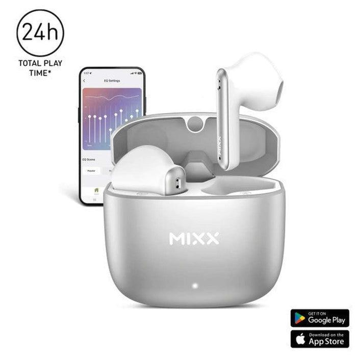 Mixx Streambuds Custom 2 TWS Earphonce Silver White | SBCU-02-SW-366 Mixx Euronics Ireland