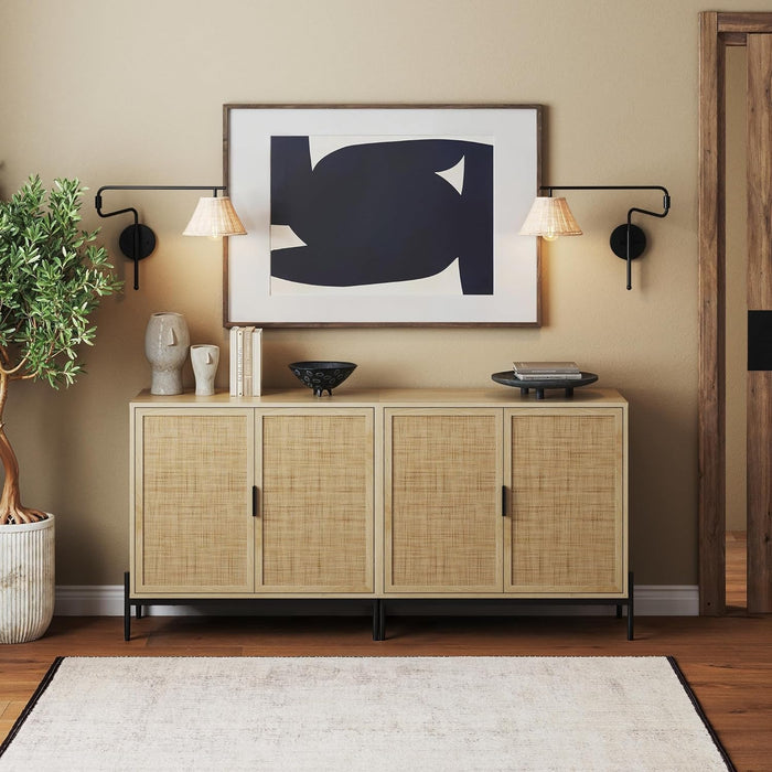 Set of 2 TV Stand / Andrew - Light Oak/Matte Black