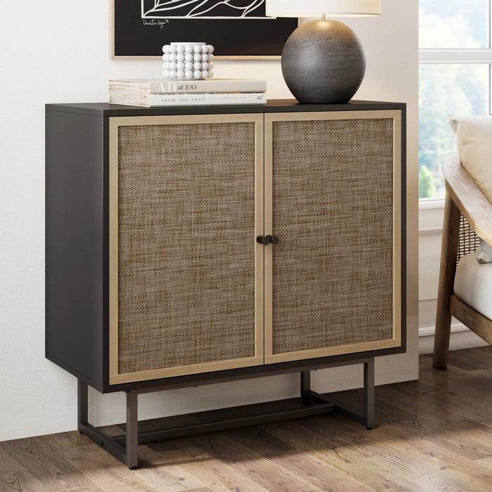 1 Storage Cabinet / Kova - Black Oak/Cane