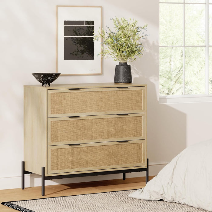 1 Dresser with 3 Drawers / Andrew Dresser - Light Oak/Black