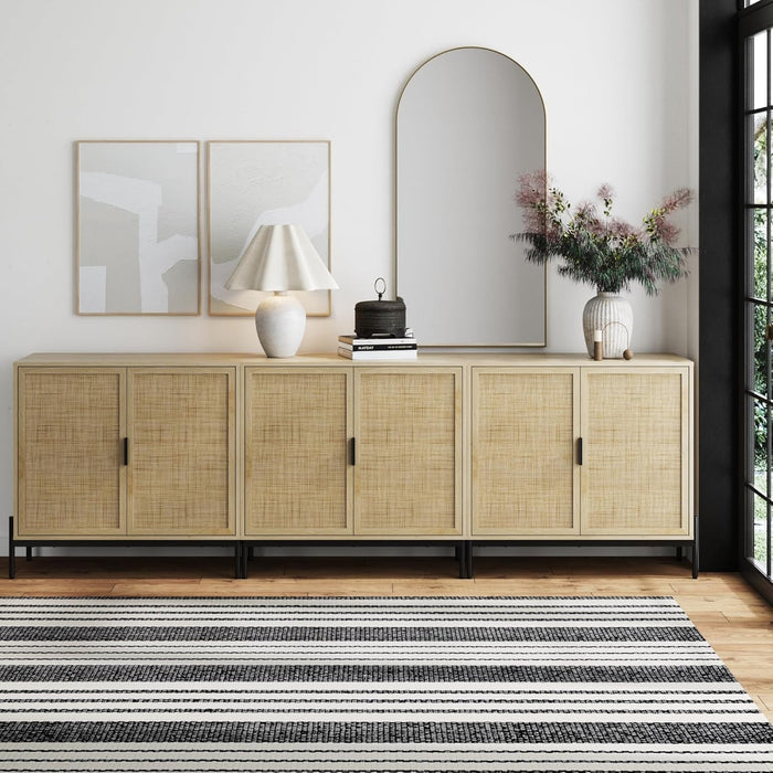 Set of 3 Console Table / Andrew - Light Oak/Matte Black