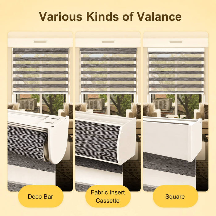 MOES zebra shade aluminum valance dimensions with bottom bar and bracket components