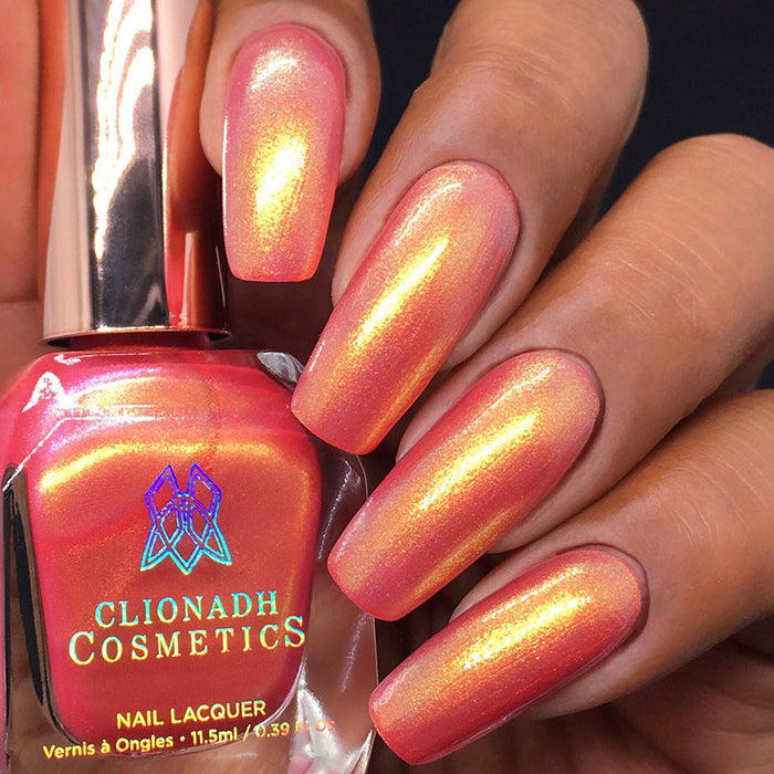 Close up of nails done with with Monarch Nail Lacquer on medium skin tone