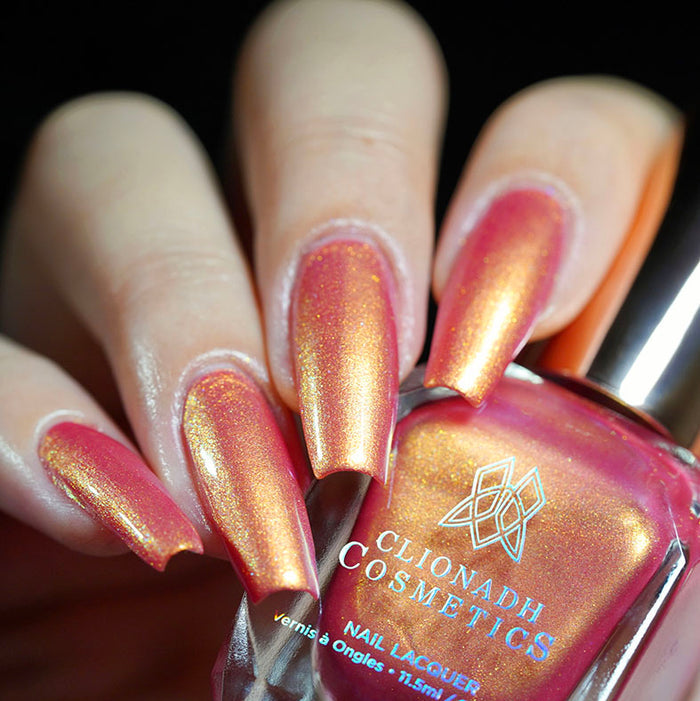 Close up of nails done with Monarch Nail Lacquer on fair skin tone