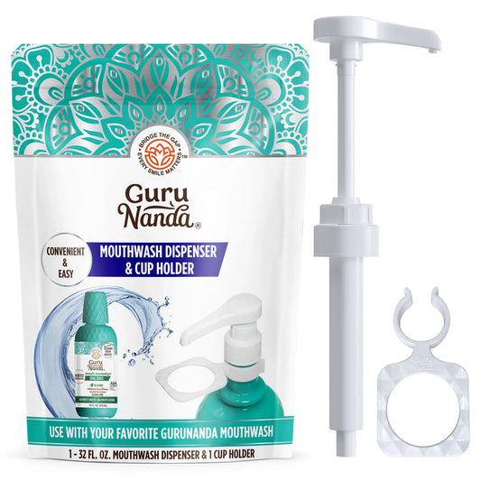 Mouthwash Dispenser Pump and Cup Holder for 16oz & 1L - Professional