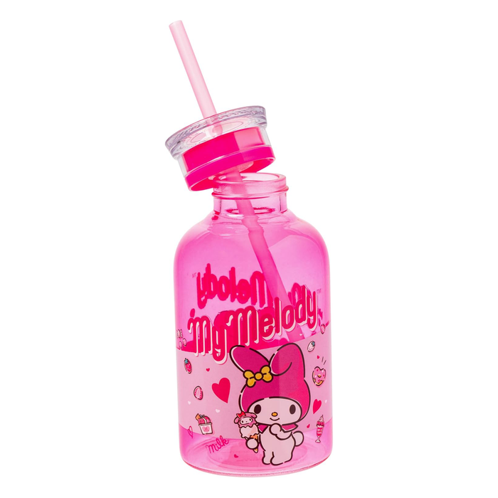 My Melody 15oz Mini Milk Bottle Glass Tumbler Home Goods Silver Buffalo