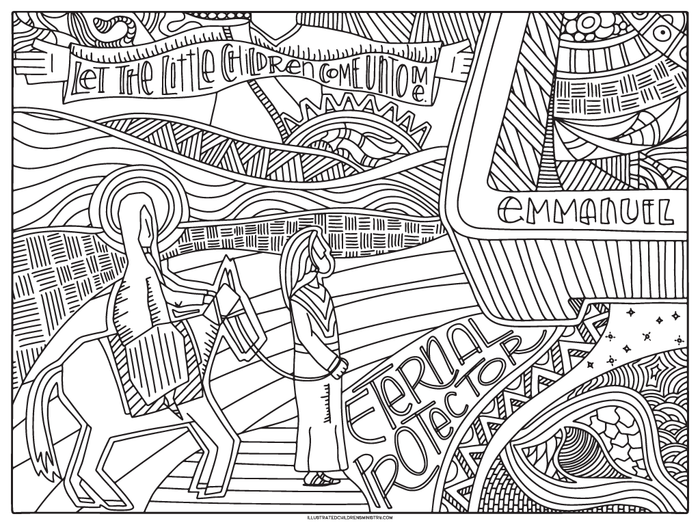 Mary anf Joseph coloring poster