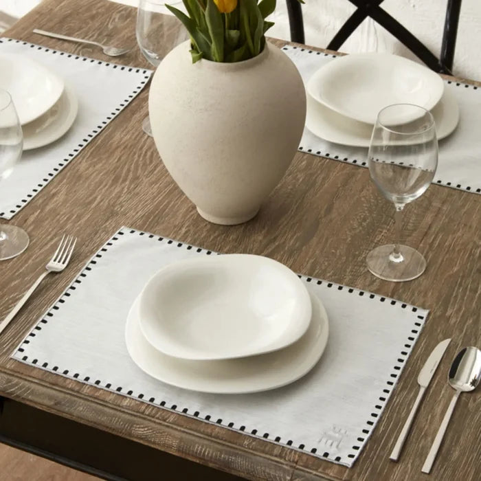 Napperon Karaca Home Collection Signature du 50e anniversaire, argent, blanc, rectangulaire