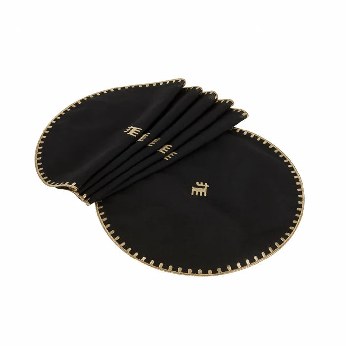Napperon Karaca Home Collection Signature du 50e anniversaire​, or noir, rond  ​