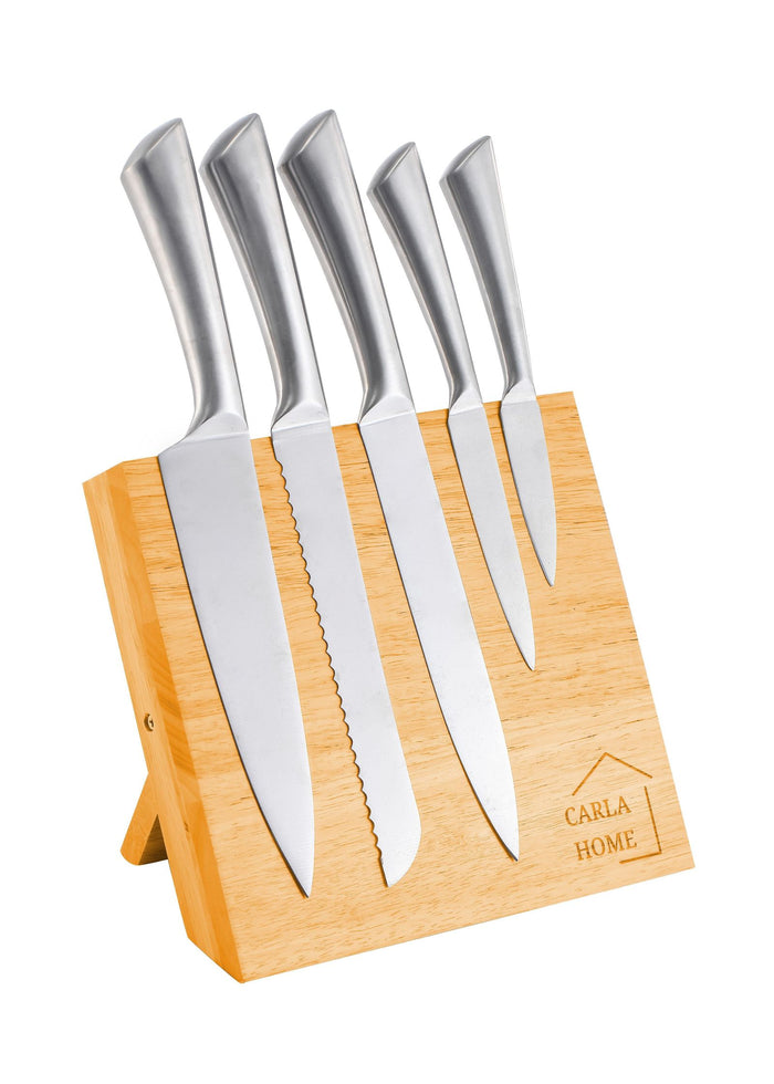 Natural Bamboo Magnetic Knife Block Holder with Strong Magnets for Home Kitchen Storage & Organisation -Home Living Store - -