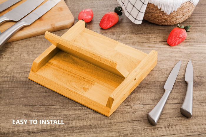 Natural Bamboo Magnetic Knife Block Holder with Strong Magnets for Home Kitchen Storage & Organisation -Home Living Store - -
