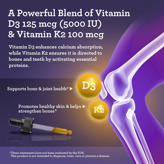 GuruNanda Black Seed Oil powerful blend of Vitamin D3 125mcg (5000 IU) and Vitamin K2 100mcg to support bone and joint health