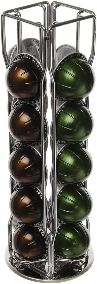 Nespresso Vertuo Coffee Pod Capsule Holder Stand with 360° Rotatable Base 20 Piece Silver