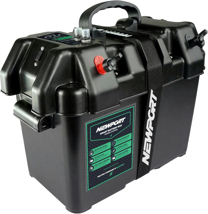 Newport Vessels Smart Trolling Motor Battery Case With USB DC Ports Black M 23M1000401