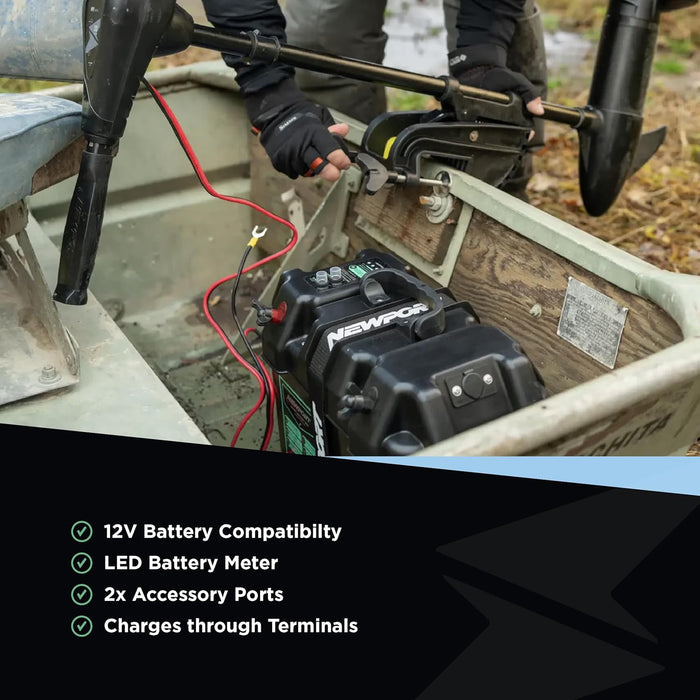 Newport Vessels Smart Trolling Motor Battery Case With USB DC Ports Black M 23M1000401