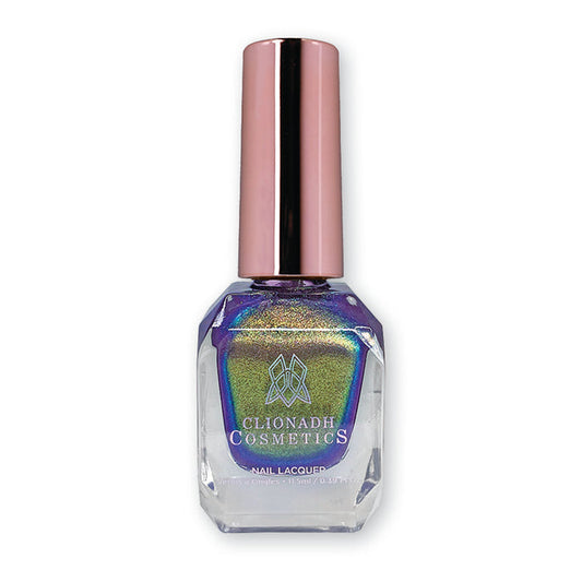 Niello nail lacquer bottle in front of a white background.