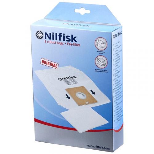 Nilfisk Action Genuine Nilfisk 30050002 Vacuum Cleaner Bag Dust Action Plus (X5) + Pre-Filter