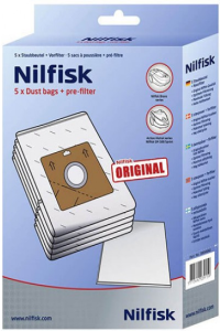 Nilfisk Action Genuine Nilfisk 30050002 Vacuum Cleaner Bag Dust Action Plus (X5) + Pre-Filter