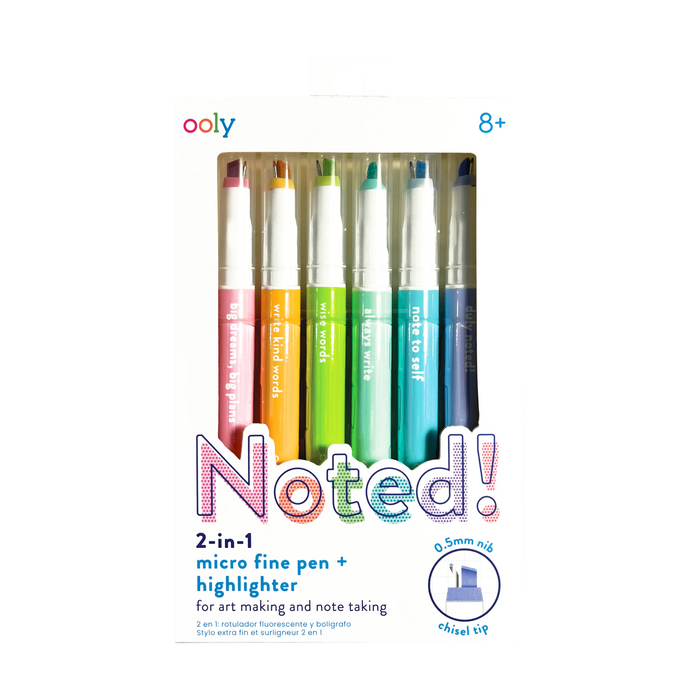 OOLY Noted! 2-in-1 Micro Fine Tip Pen and Highlighters packaging front