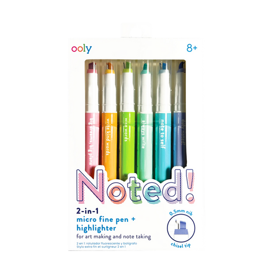 OOLY Noted! 2-in-1 Micro Fine Tip Pen and Highlighters packaging front