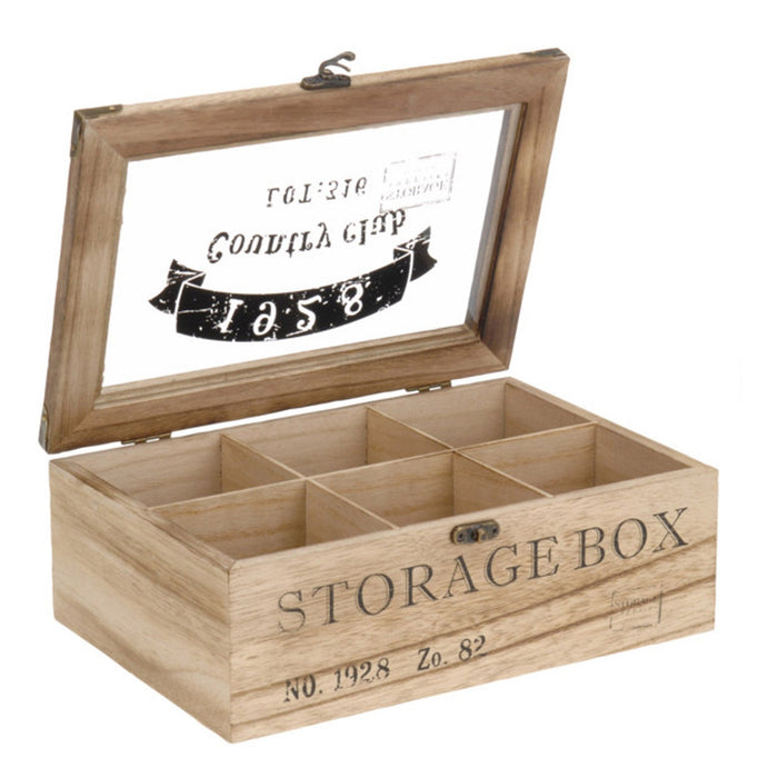 Nu Pine Rustic 6 Compartment Storage Box - Oak