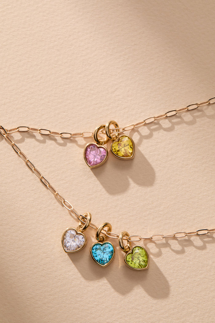 October 'Serenity' Heart Birthstone Charm
