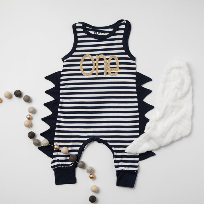 ONE First Birthday Navy & White Romper