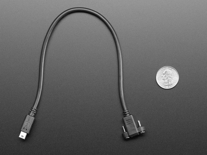 Panel Mount Extension USB Cable - Mini B Male to Mini B Female by The Pi Hut - The Pi Hut