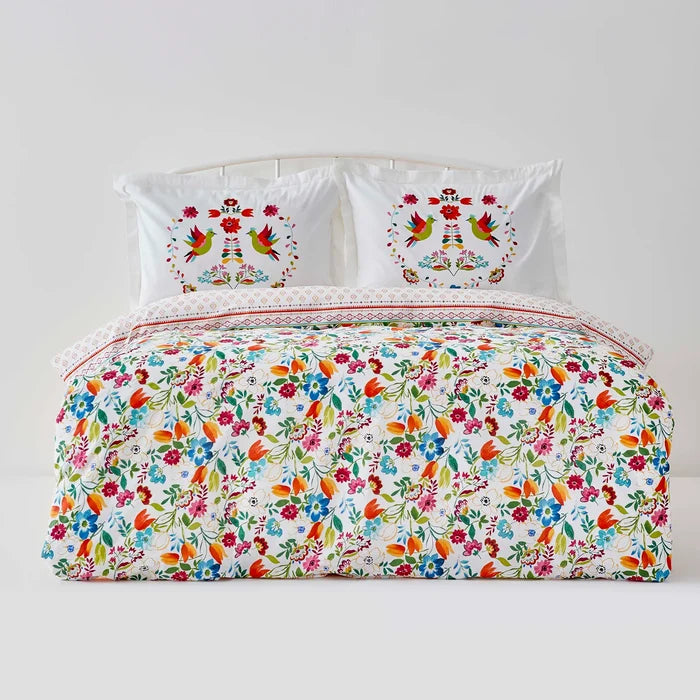 Parure de lit Karaca Home Parlin 100% coton, pour lit double, fuchsia