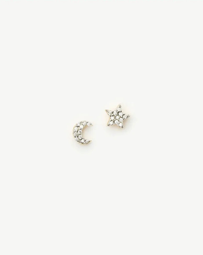 Pave Star Moon Stud Earrings Earrings Missoma