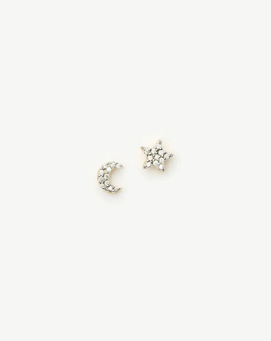 Pave Star Moon Stud Earrings Earrings Missoma