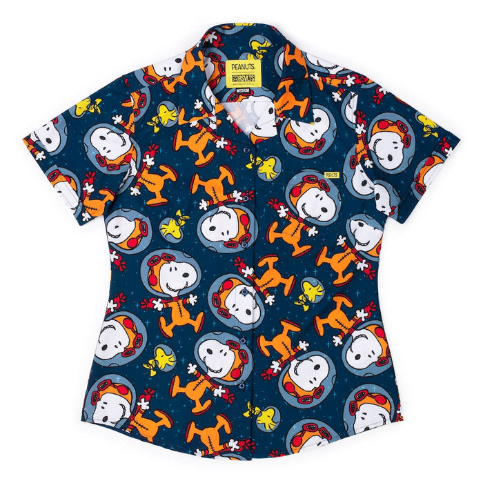 RSVLTS XS Peanuts Women's Short Sleeve Shirt Peanuts "Snoopy in Space" – Women's KUNUFLEX Short Sleeve Shirt Peanuts "Snoopy in Space" – Women's KUNUFLEX Short Sleeve Shirt